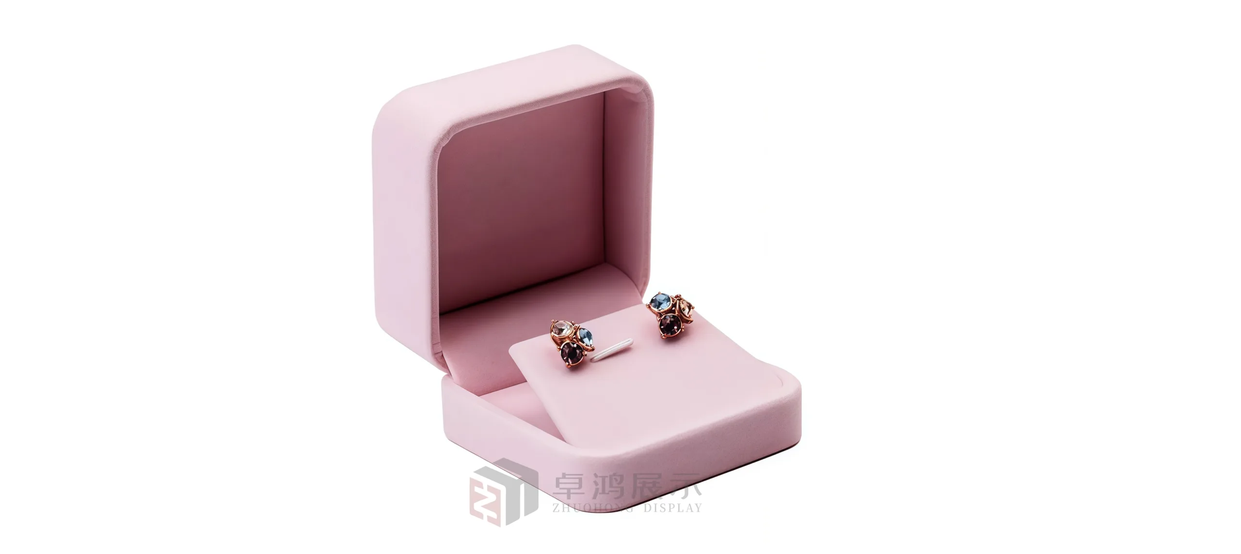 Long-pile velvet jewellery box available in customisable colours