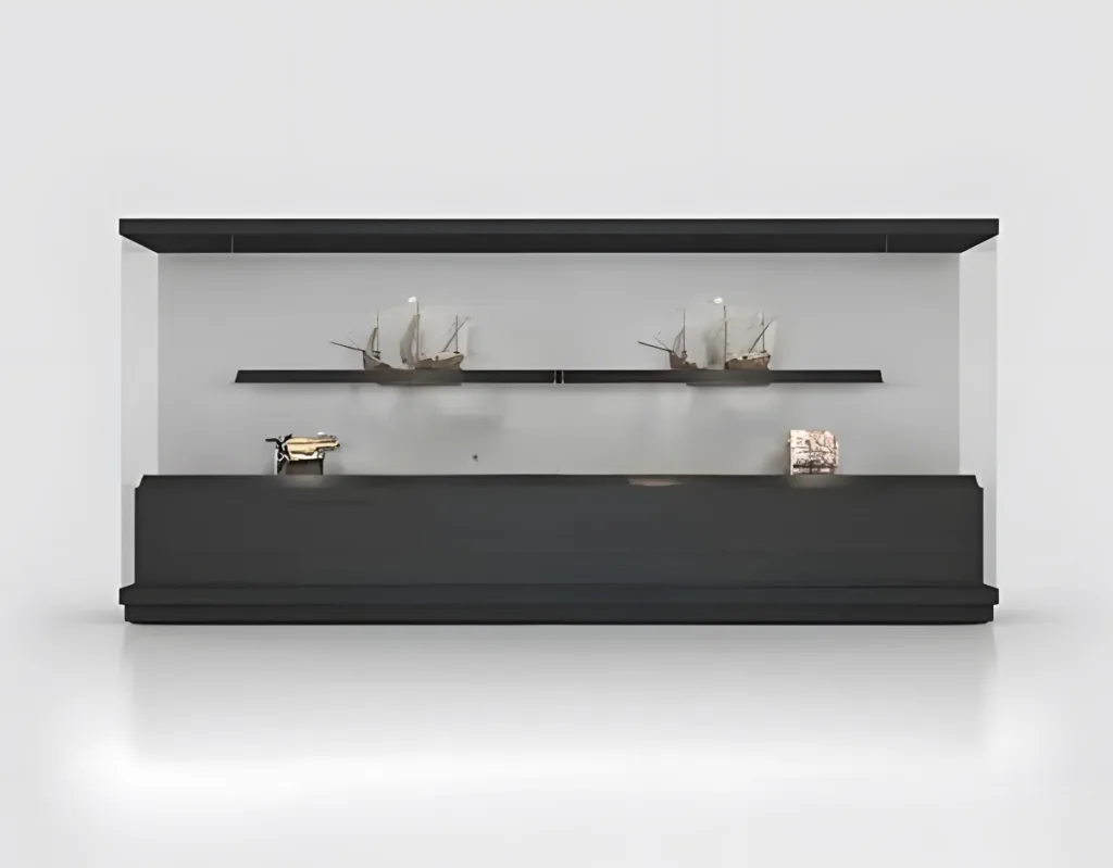Black Color Museum Display Showcase Wall Display Cabinet