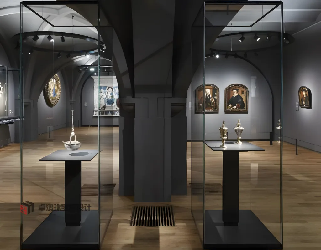 Simple Museum Glass Display Showcase With Spotlight On the Top
