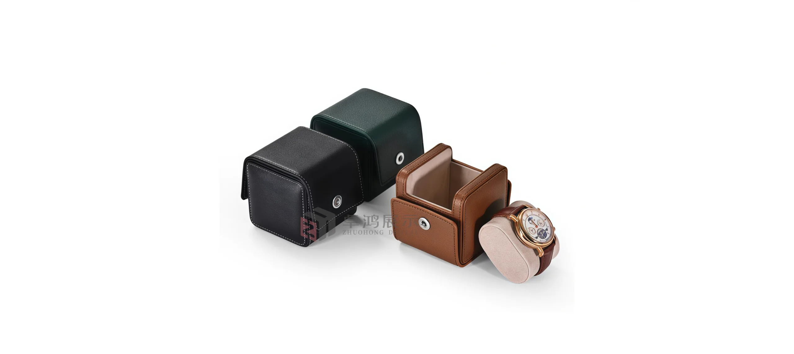 Premium leather wristwatch display case packaging Portable watch gift box