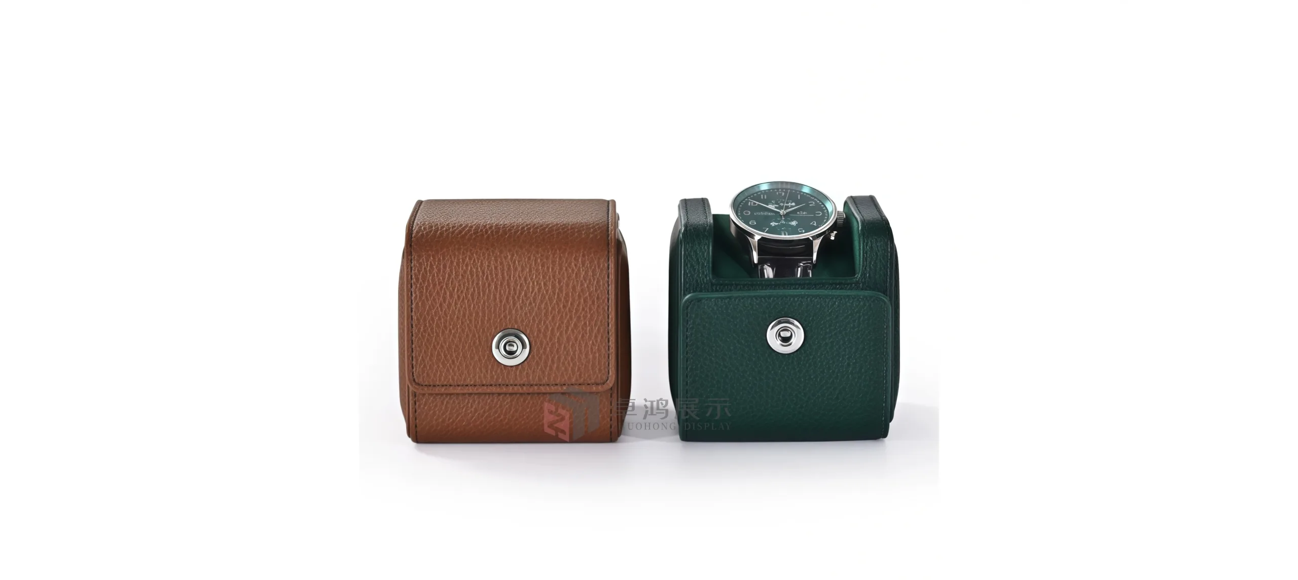 Premium leather wristwatch display case packaging Portable watch gift box