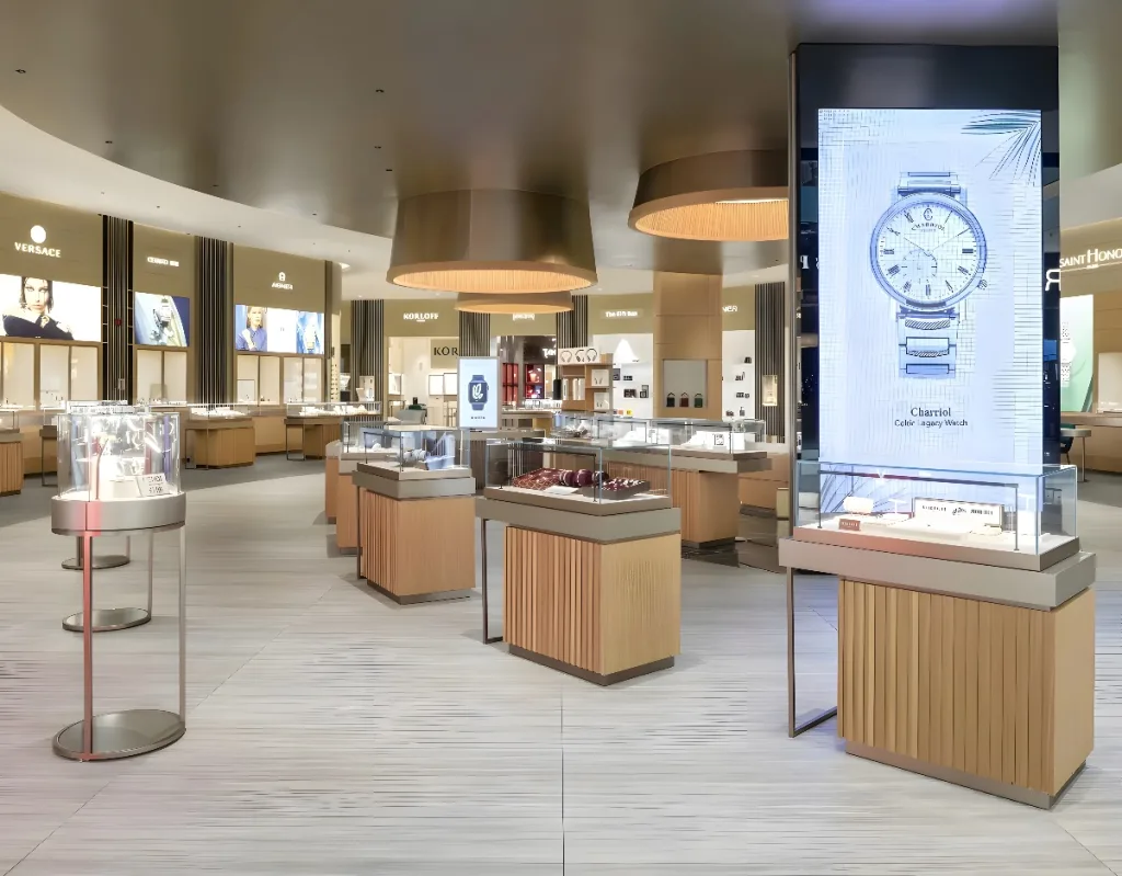Solid Wood Strip Watch Store Design Decoration Durable Display Cabinet