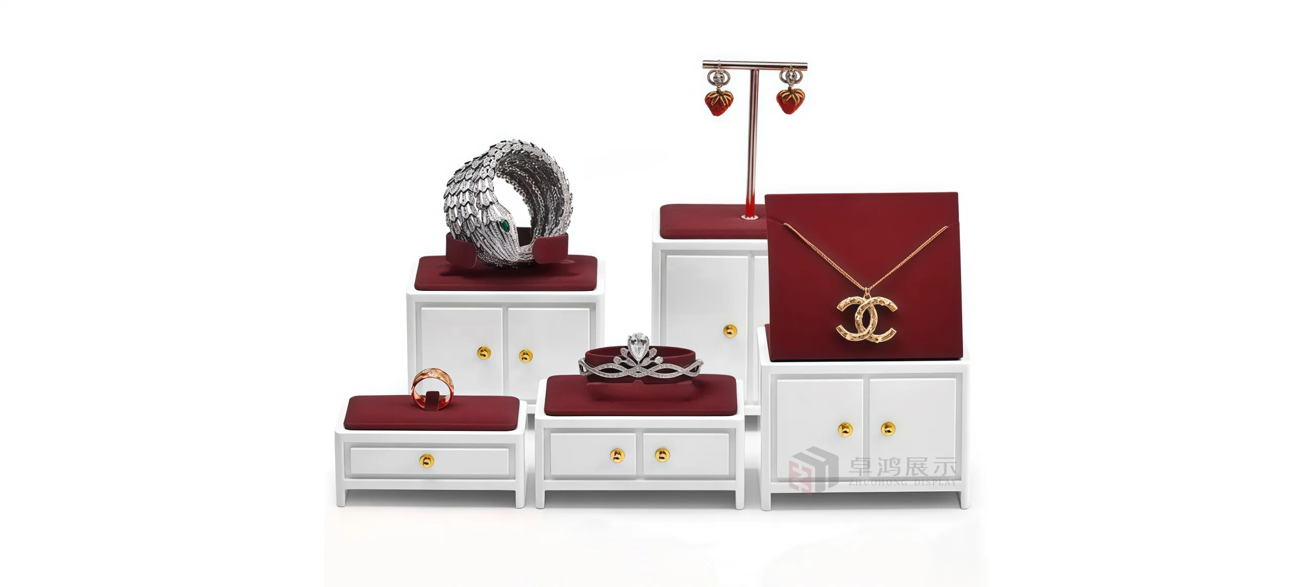 Red lacquered counter display prop set