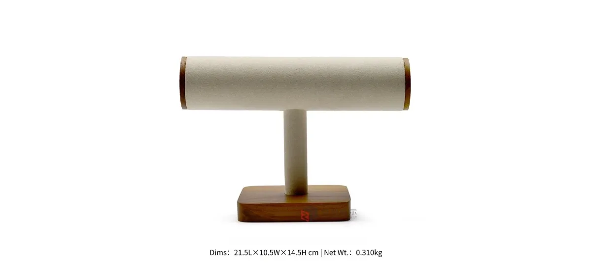 Solid Wood T-Shaped Microfibre Jewellery Display Stand