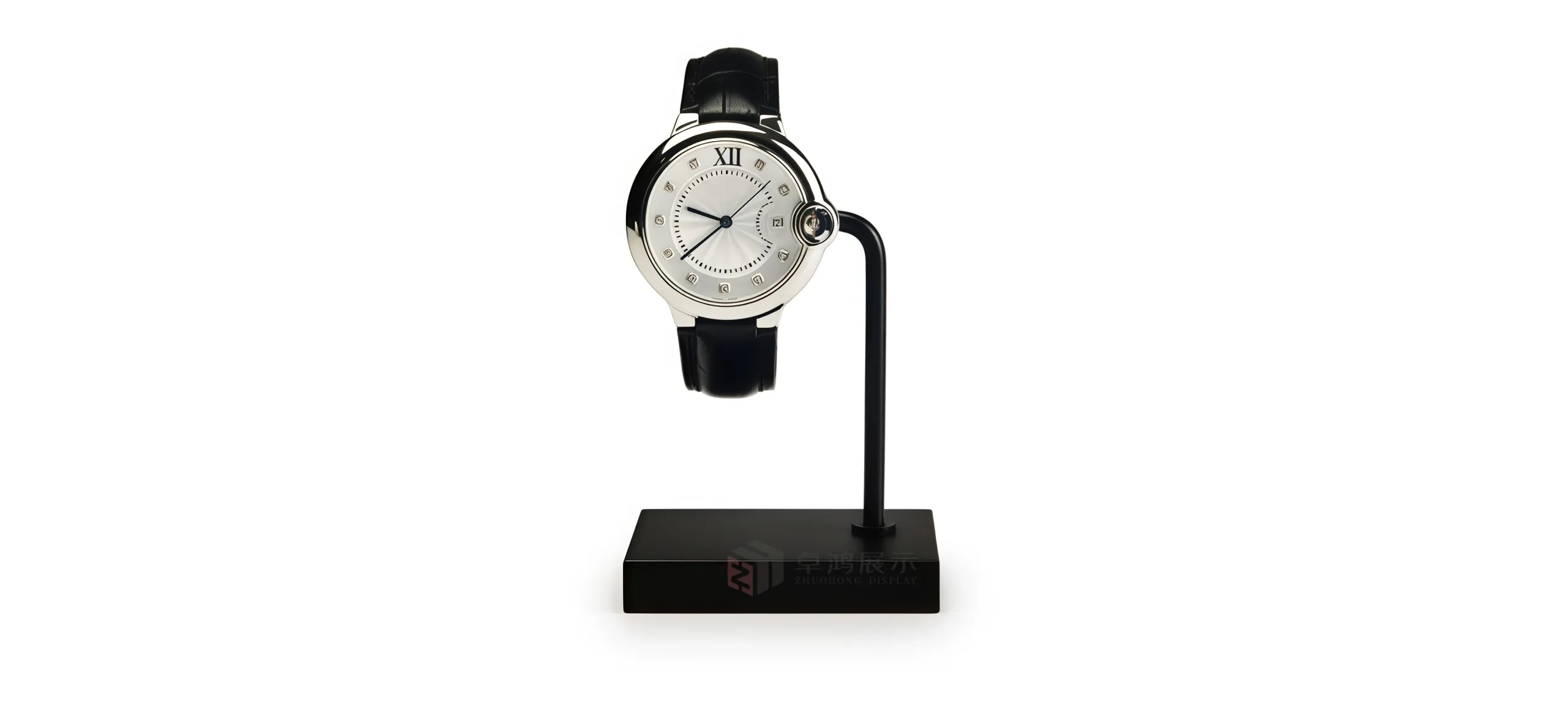 Metal display stand for wristwatches in shop window counters
