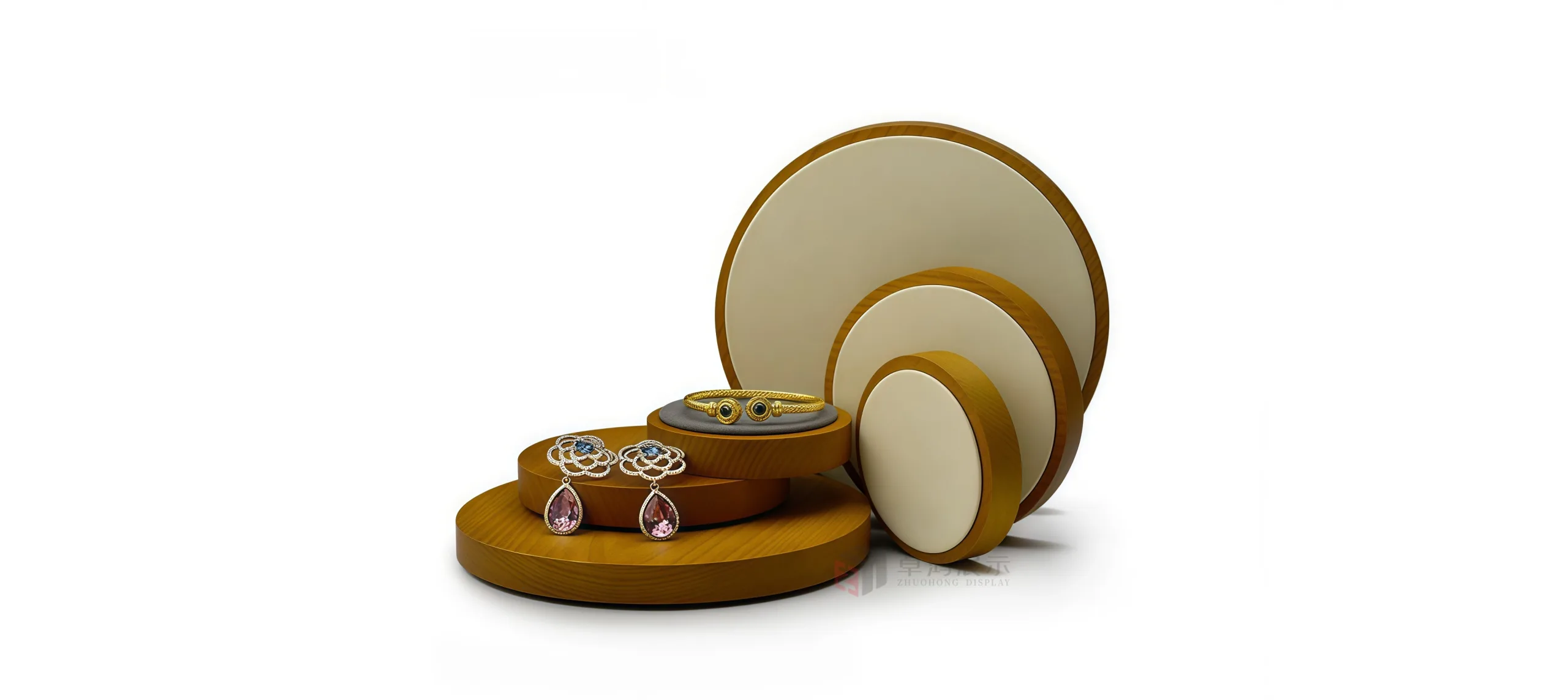 Solid wood circular display platter