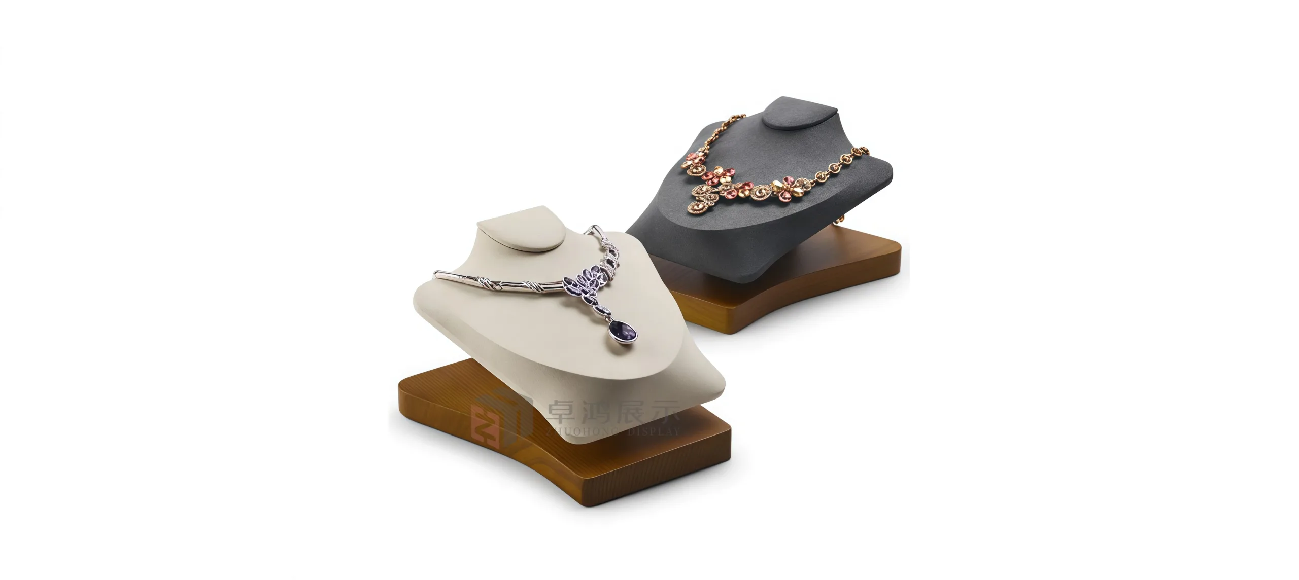Solid Wood T-Shaped Microfibre Jewellery Display Stand