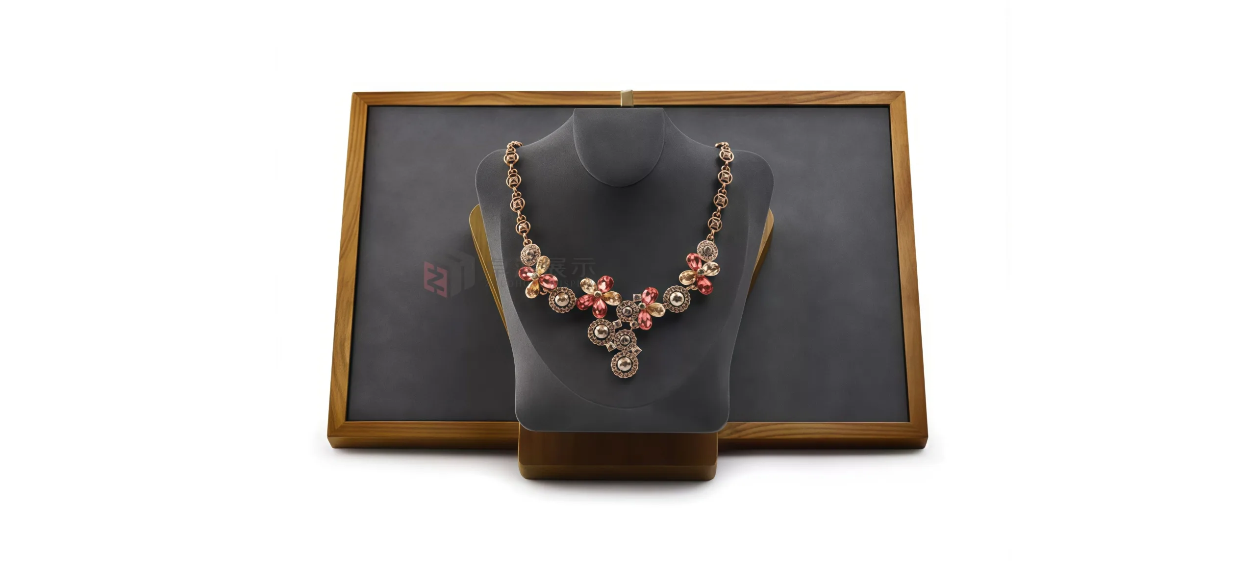Solid Wood T-Shaped Microfibre Jewellery Display Stand