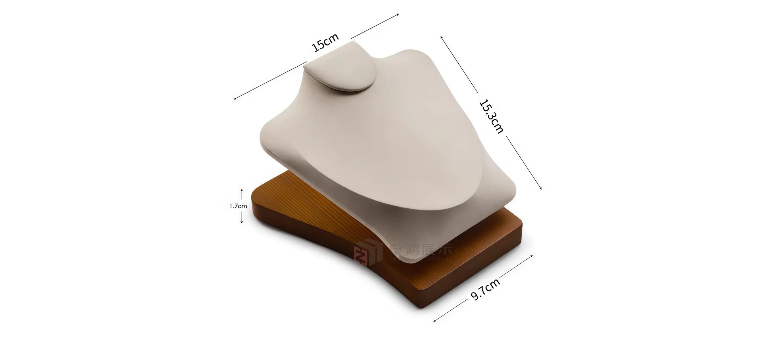Solid Wood T-Shaped Microfibre Jewellery Display Stand