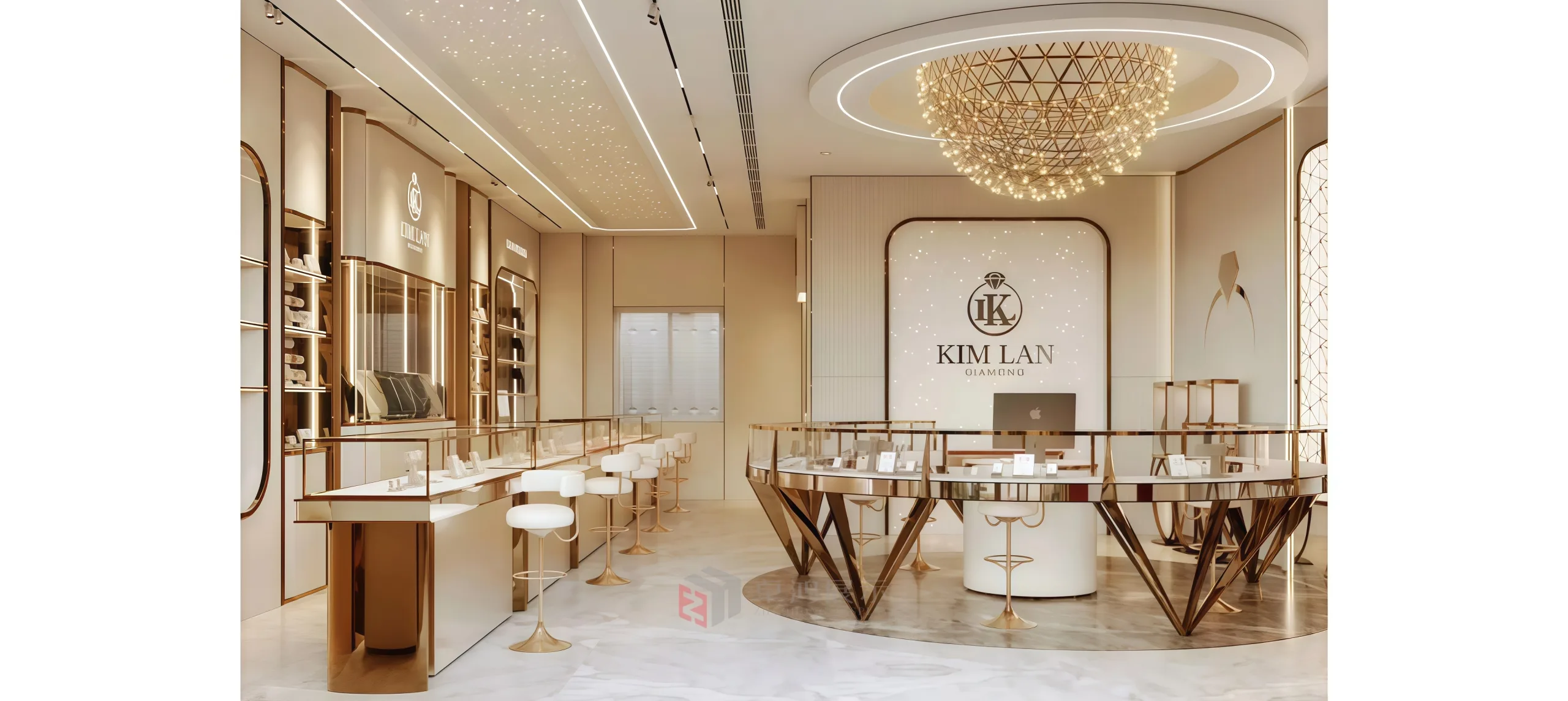 Luxury Gold Aesthetics + Artistic Display! Reconstruct High-end Jewelry Store Shopping Experience