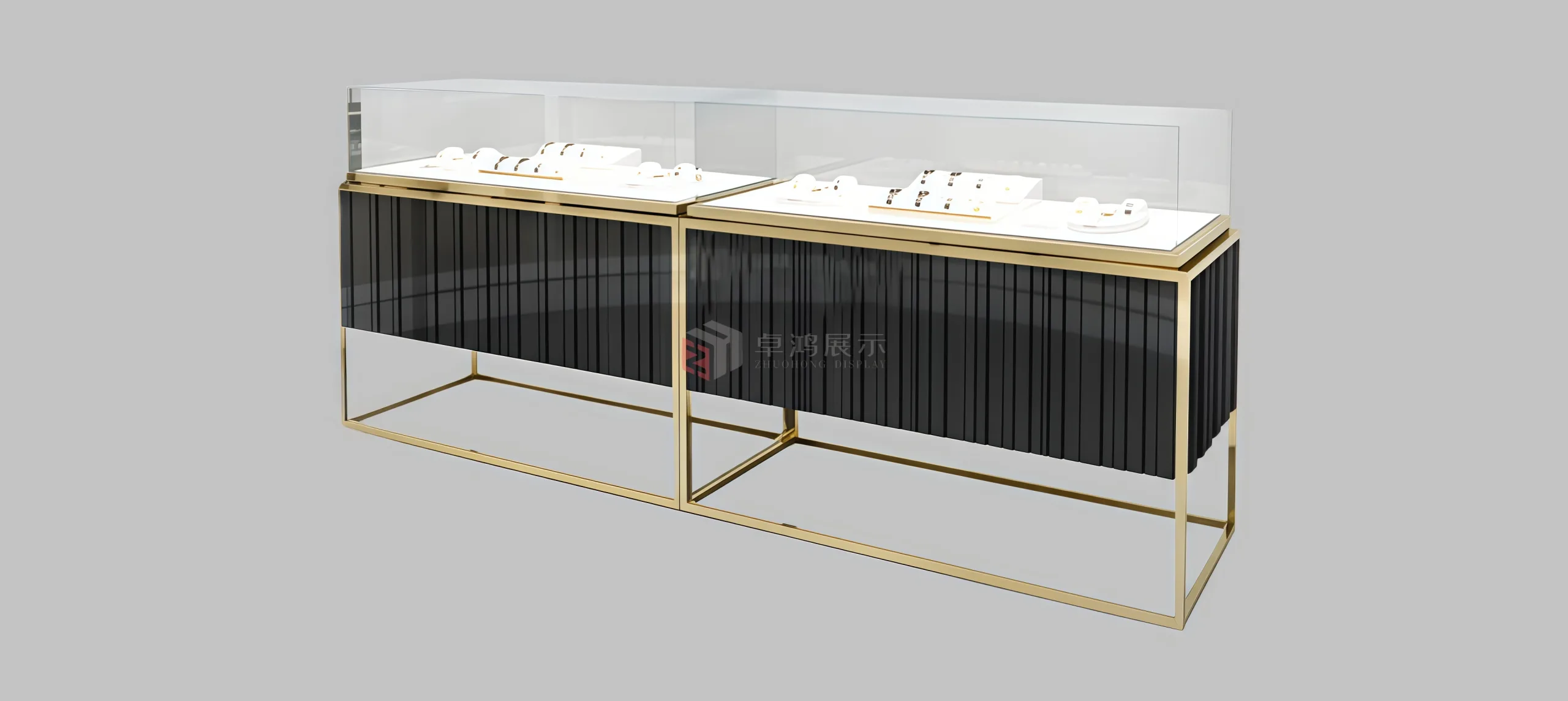 Double-Cabinet Combination Watch Display Case High-Transparency Ultra-Clear Glass Luxury-inspired Design Elevates Brand Prestige