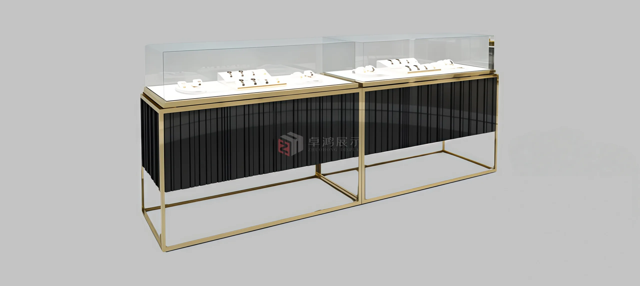 Double-Cabinet Combination Watch Display Case High-Transparency Ultra-Clear Glass Luxury-inspired Design Elevates Brand Prestige