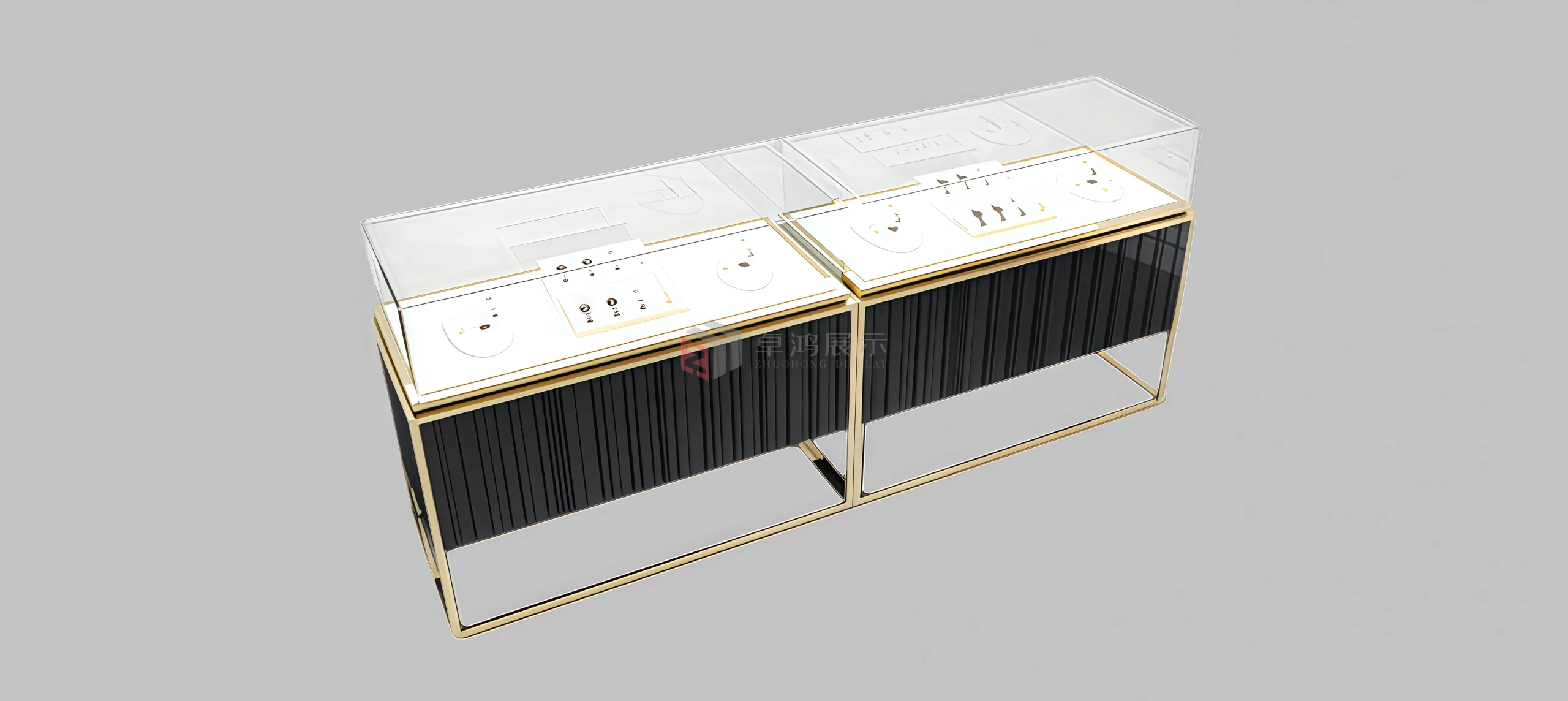 Double-Cabinet Combination Watch Display Case High-Transparency Ultra-Clear Glass Luxury-inspired Design Elevates Brand Prestige