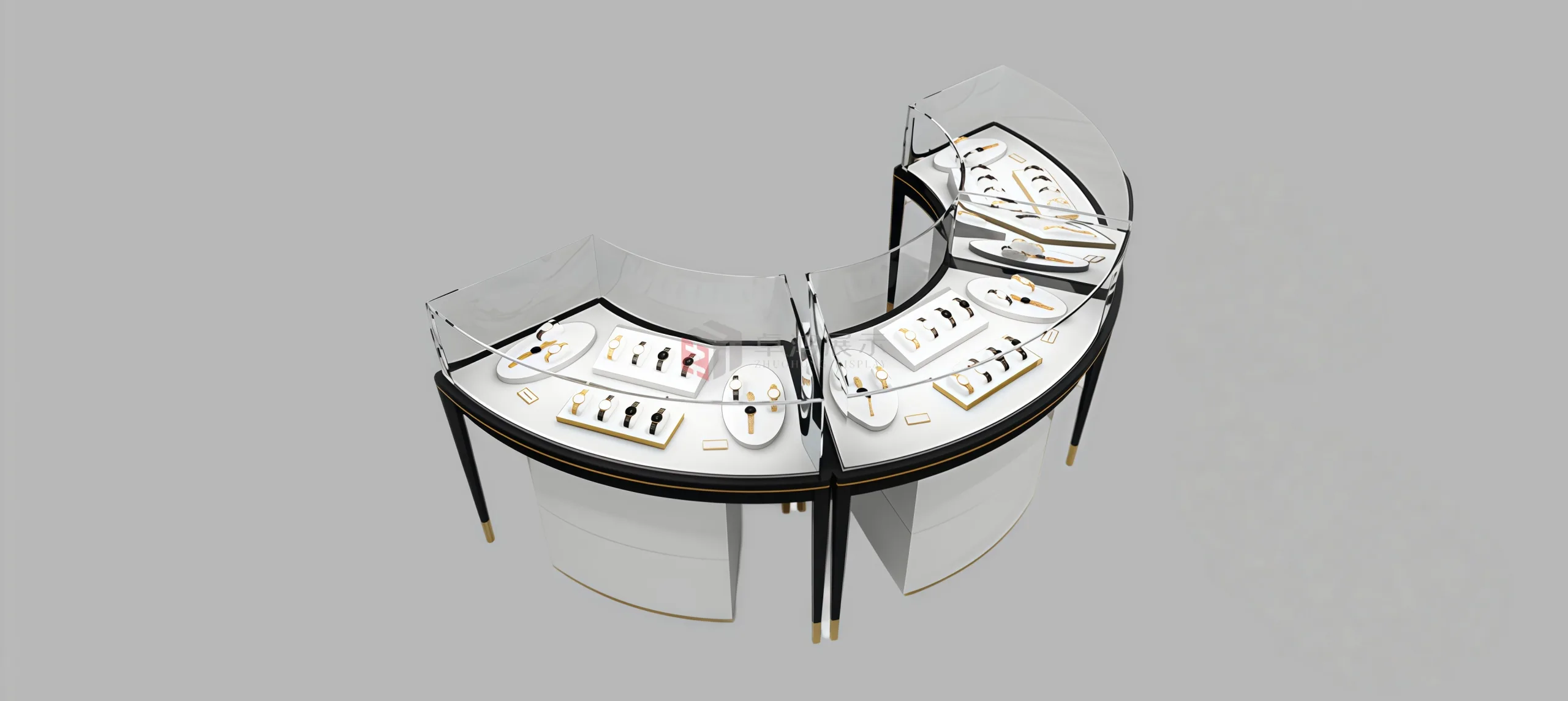 Modular Curved Watch Display Cabinet Single Unit / Curved Layout The Premier Choice for Premium Brand Presentation